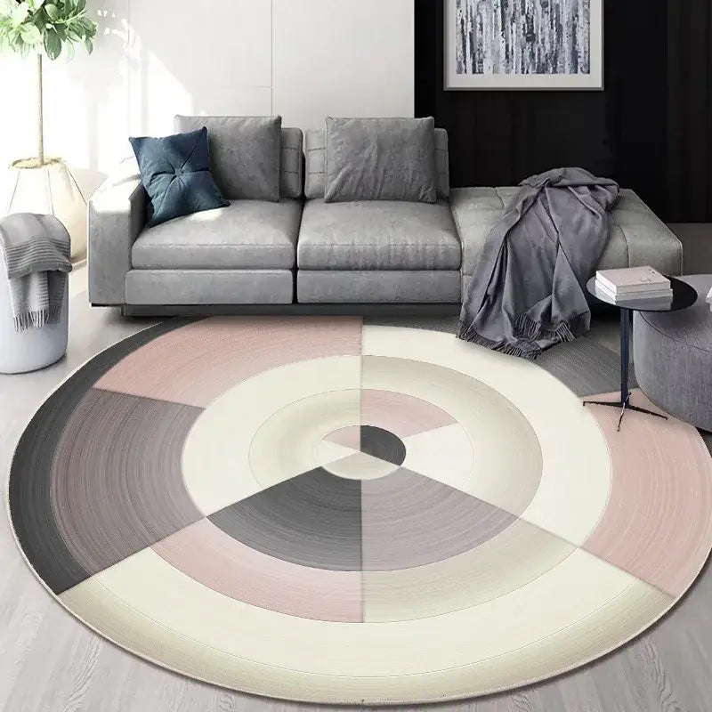 Circular geometric cashmere floor mat beige living room carpet