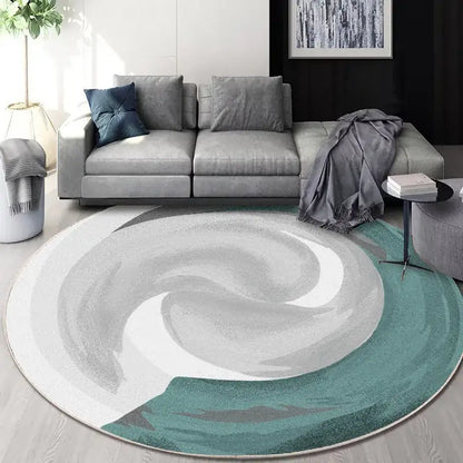 Circular geometric cashmere floor mat beige living room carpet