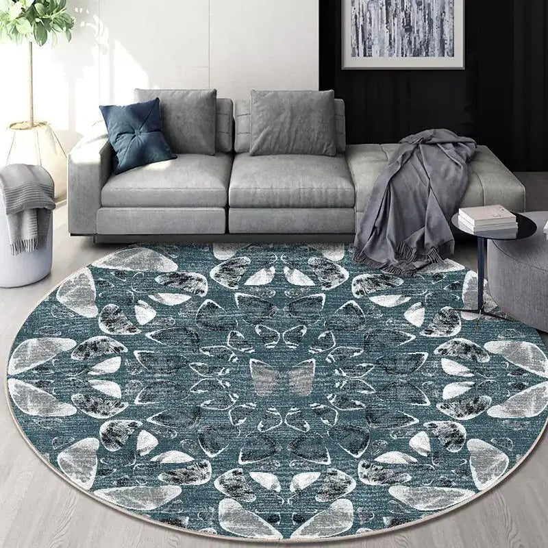 Circular geometric cashmere floor mat beige living room carpet