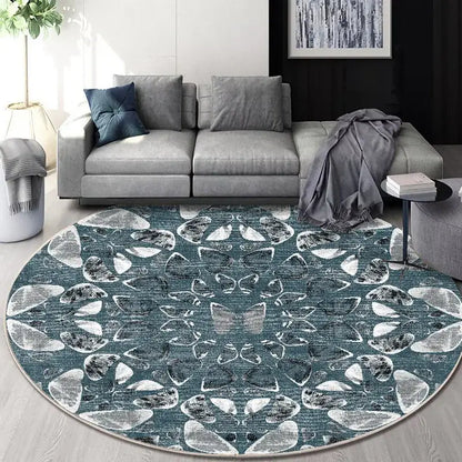 Circular geometric cashmere floor mat beige living room carpet
