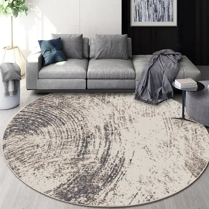 Circular geometric cashmere floor mat beige living room carpet