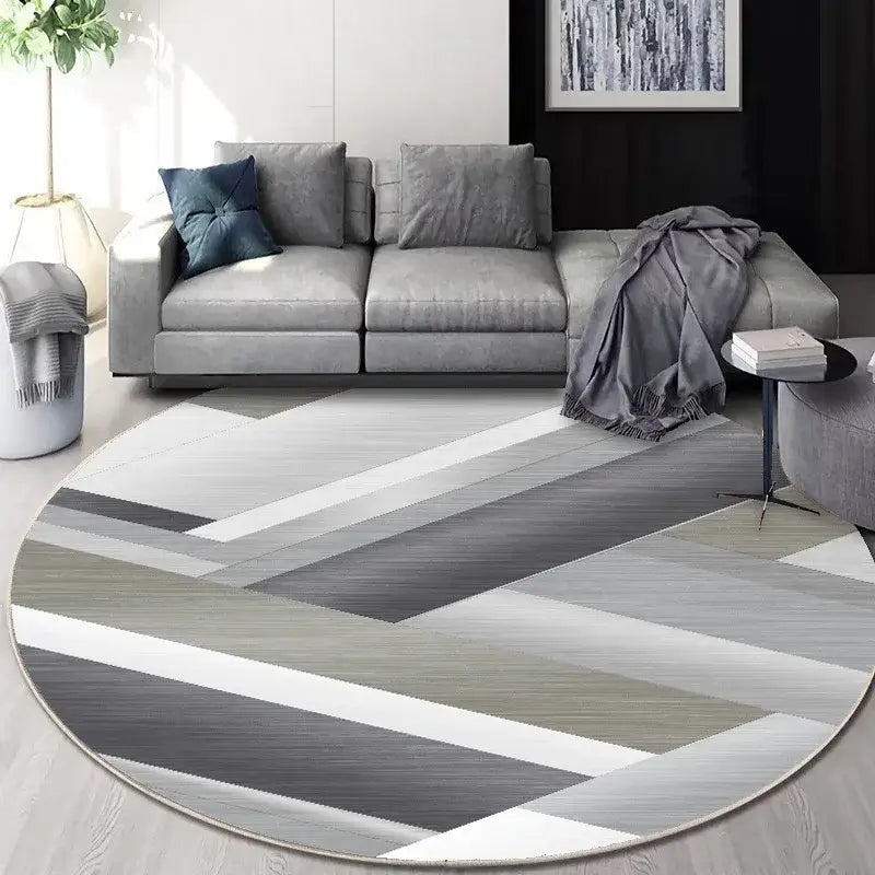Circular geometric cashmere floor mat beige living room carpet