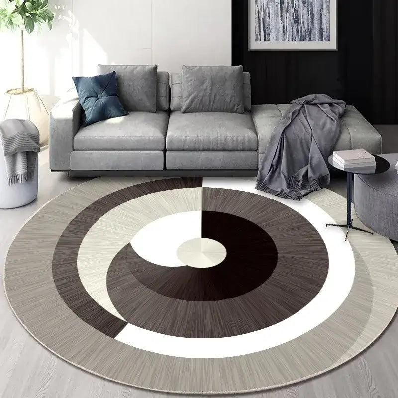 Circular geometric cashmere floor mat beige living room carpet
