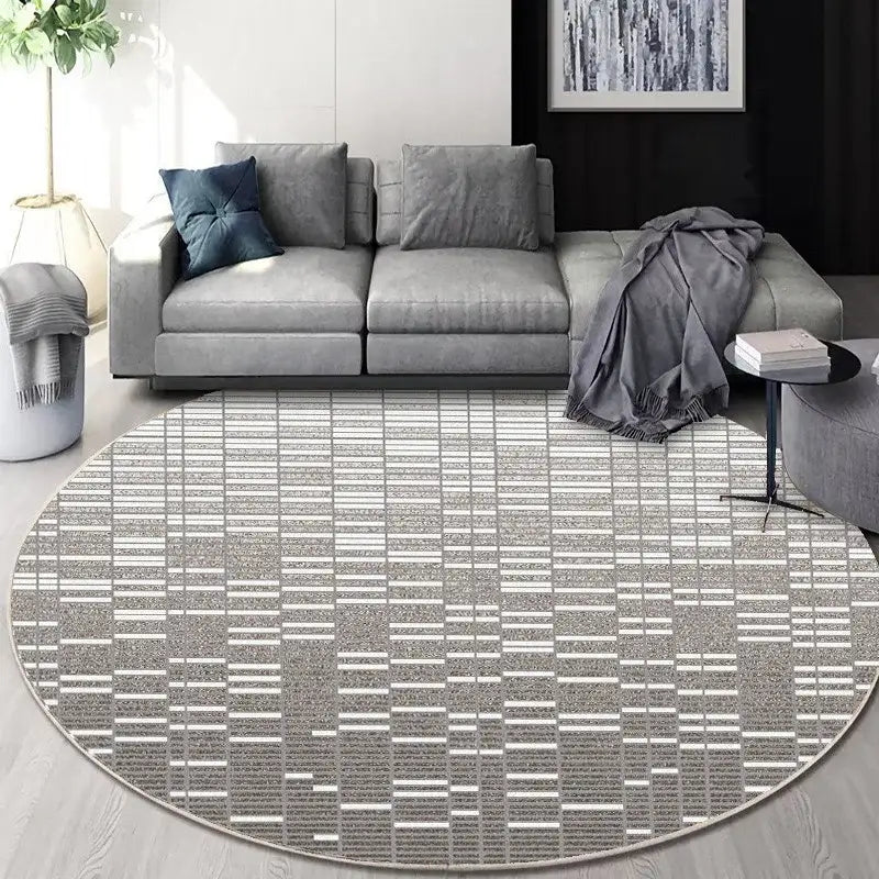 Circular geometric cashmere floor mat beige living room carpet