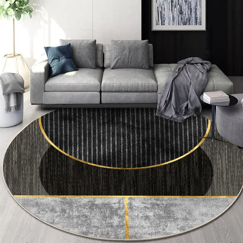 Circular geometric cashmere floor mat beige living room carpet