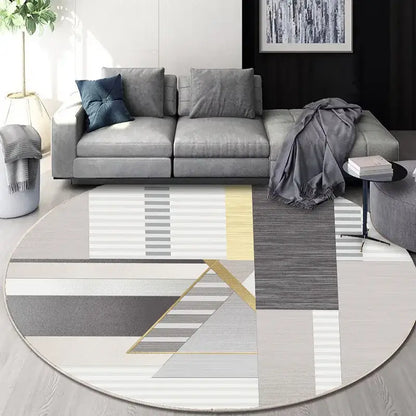 Circular geometric cashmere floor mat beige living room carpet