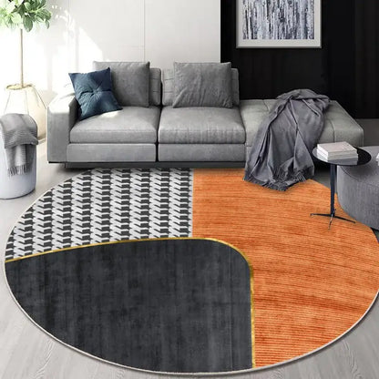 Circular geometric cashmere floor mat beige living room carpet