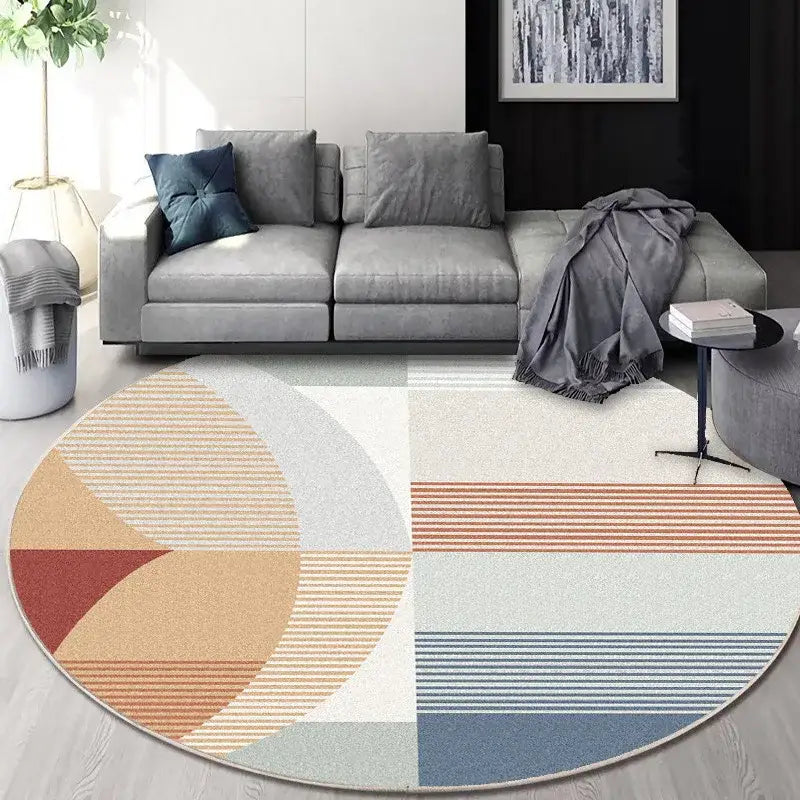 Circular geometric cashmere floor mat beige living room carpet