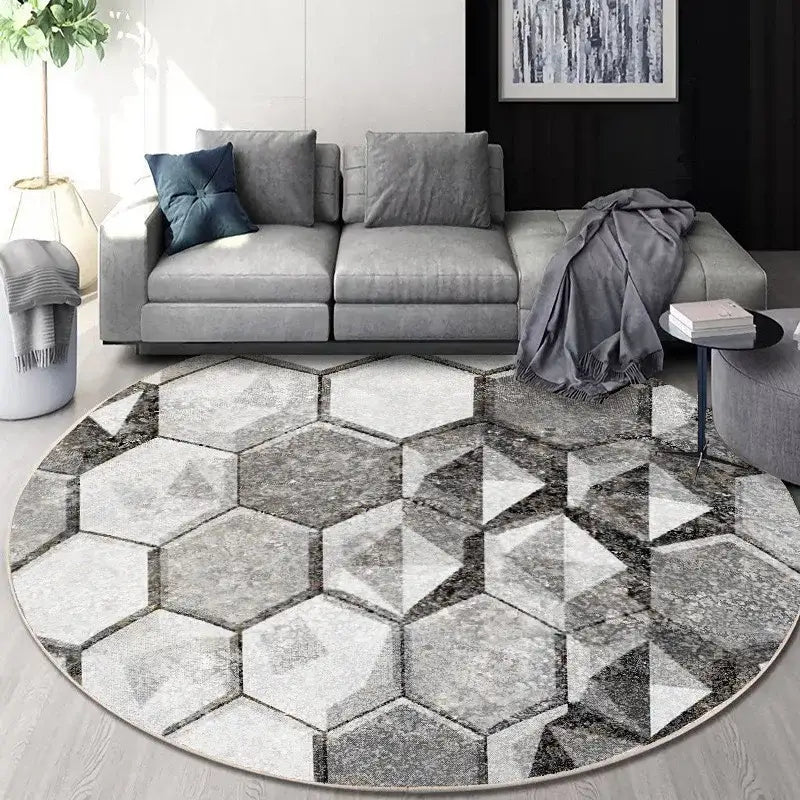 Circular geometric cashmere floor mat beige living room carpet