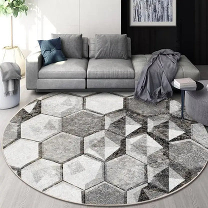Circular geometric cashmere floor mat beige living room carpet