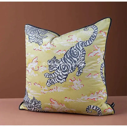 Circus horse print blue velvet cushion cover living room decor