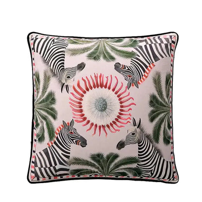 Circus horse print blue velvet cushion cover living room decor