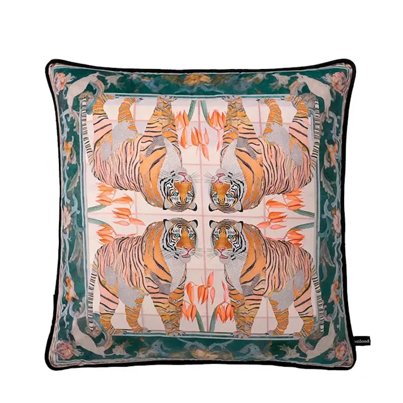 Circus horse print blue velvet cushion cover living room decor