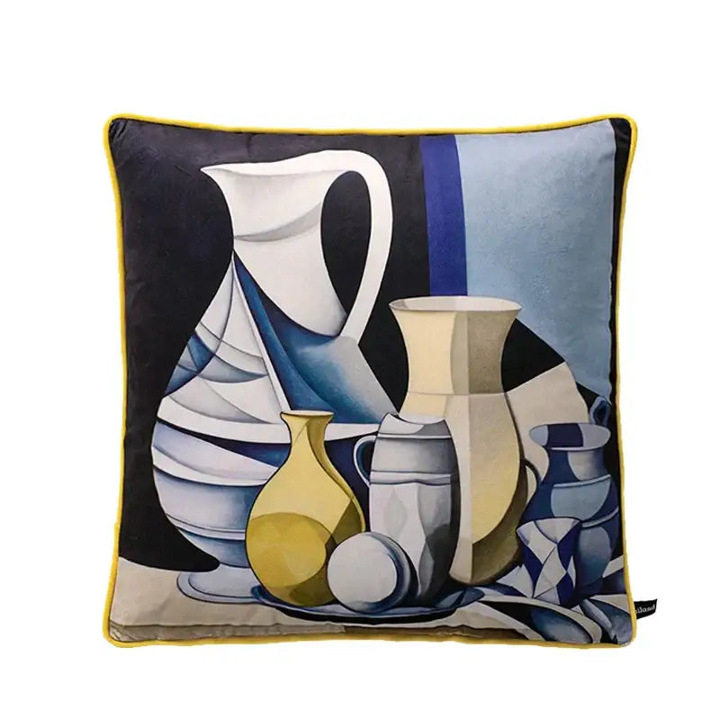 Circus horse print blue velvet cushion cover living room decor