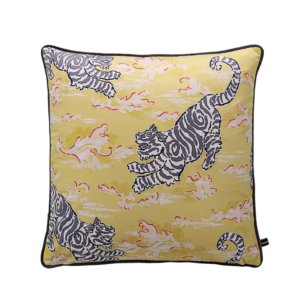Circus horse print blue velvet cushion cover living room decor