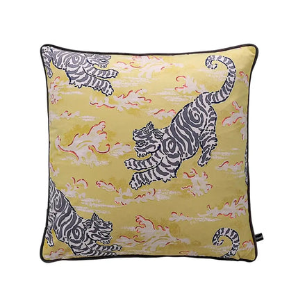Circus horse print blue velvet cushion cover living room decor