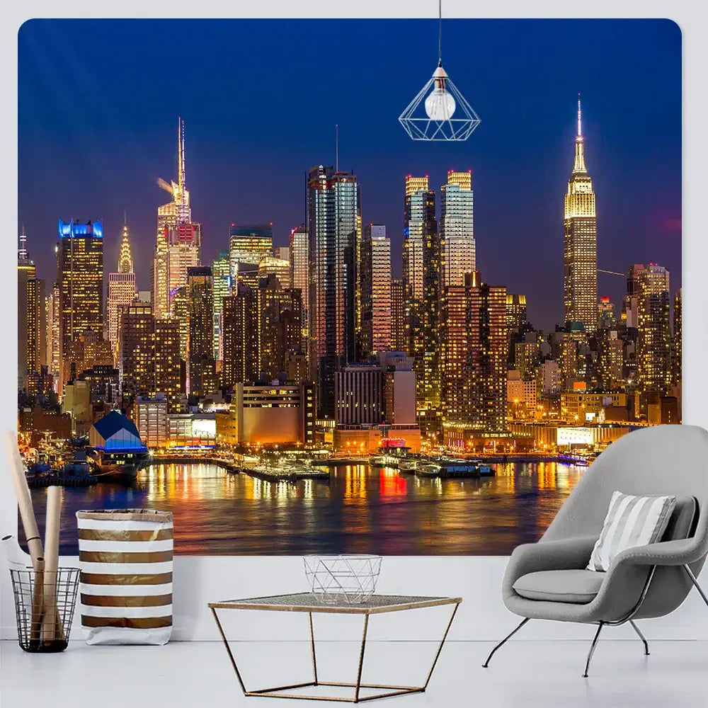 City night bohemian decor tapestry wall hanging for living room