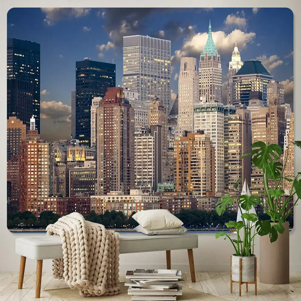 City night bohemian decor tapestry wall hanging for living room