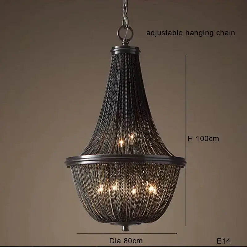 Classic black aluminum chain pendant lights dining room chandelier