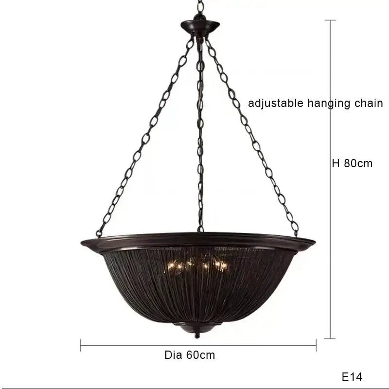 Classic black aluminum chain pendant lights dining room chandelier