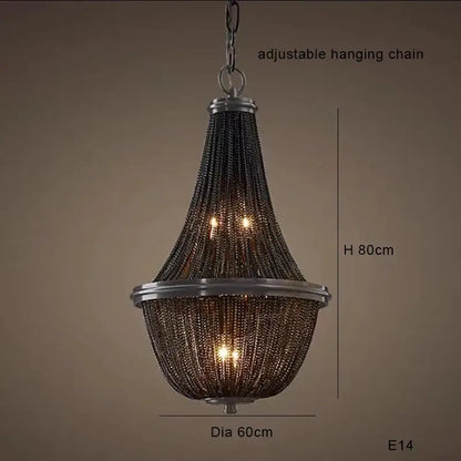 Classic black aluminum chain pendant lights dining room chandelier