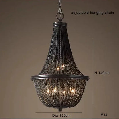 Classic black aluminum chain pendant lights dining room chandelier