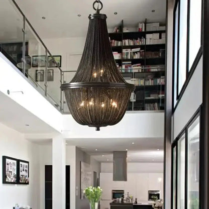 Classic black aluminum chain pendant lights dining room chandelier