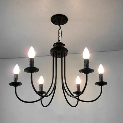 Classic black curved arm chandelier dining room candle light fixture