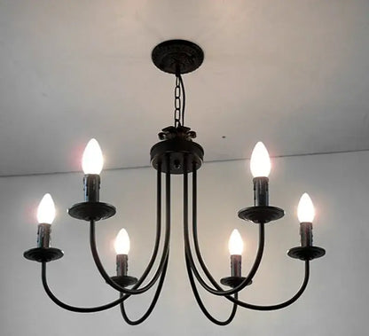 Classic black curved arm chandelier dining room candle light fixture