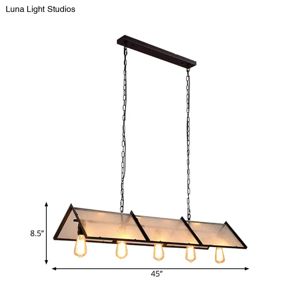 DecorBites™ Classic Black Island Lamp - 3/5 Light Ceiling Hanging Fixture with Exposed Bulbs & Frosted Glass