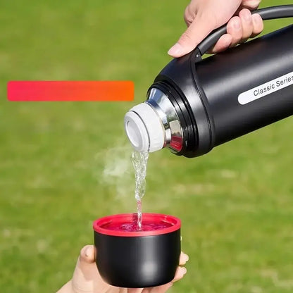 Classic black & red vacuum thermos flask outdoor kitchen bottle