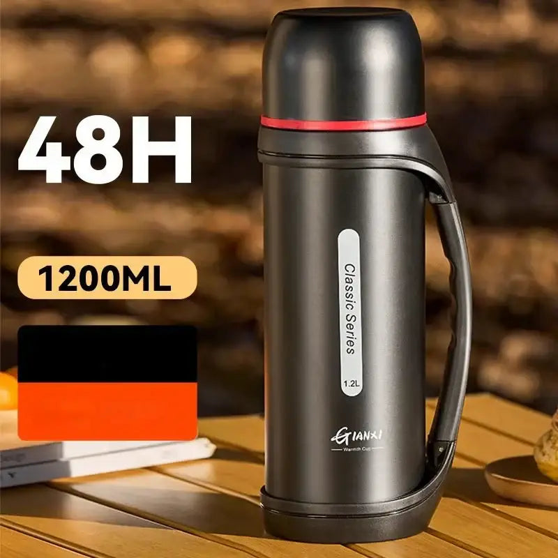 Classic black & red vacuum thermos flask outdoor kitchen bottle