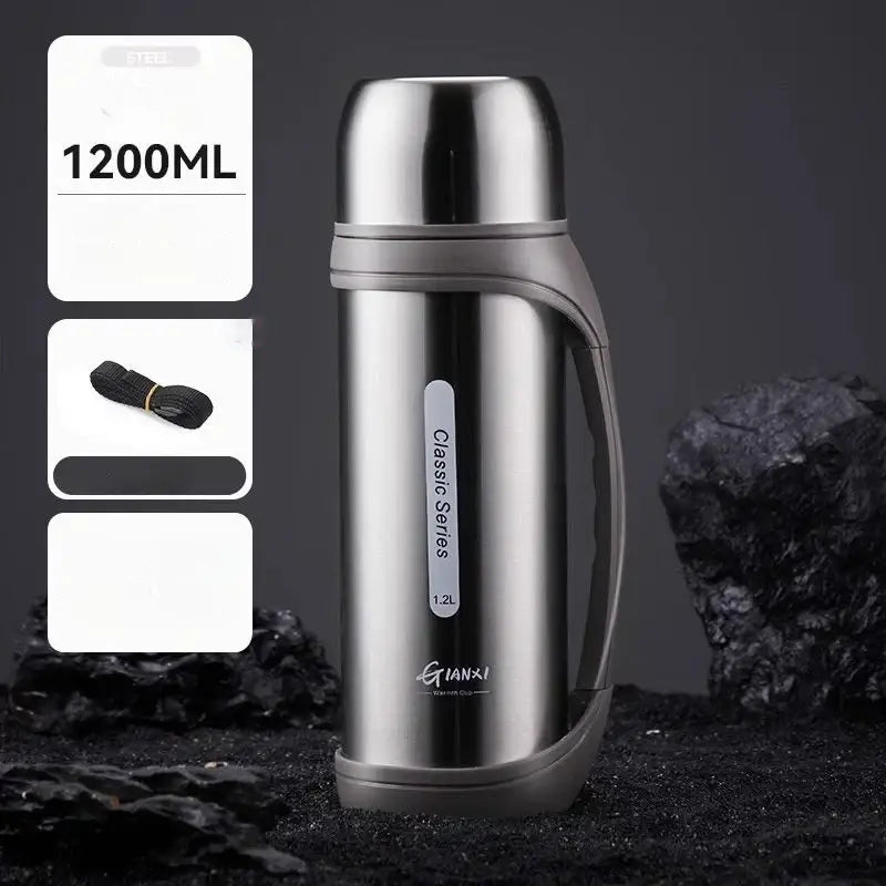 Classic black & red vacuum thermos flask outdoor kitchen bottle