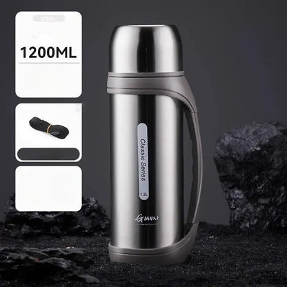 Classic black & red vacuum thermos flask outdoor kitchen bottle