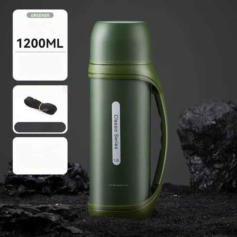 Classic black & red vacuum thermos flask outdoor kitchen bottle