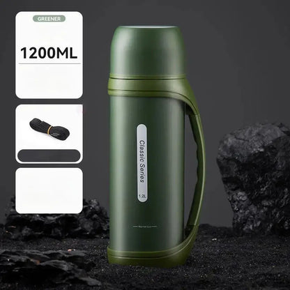 Classic black & red vacuum thermos flask outdoor kitchen bottle