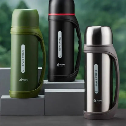 Classic black & red vacuum thermos flask outdoor kitchen bottle