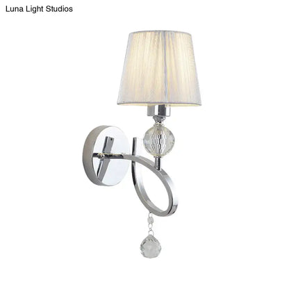 Classic chrome crystal drop wall lamp bedroom pleated sconce