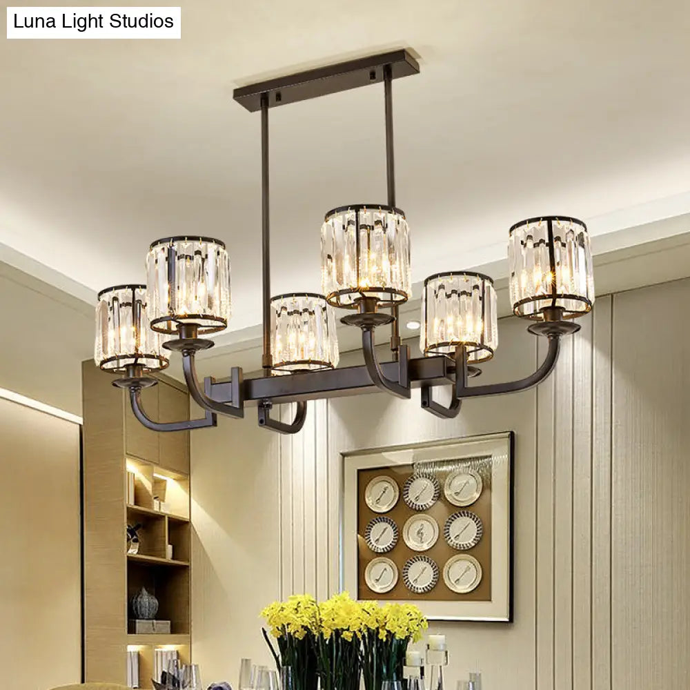 DecorBites™ Classic Faceted Crystal 7-Light Black Pendant Lamp for Dining Room Island