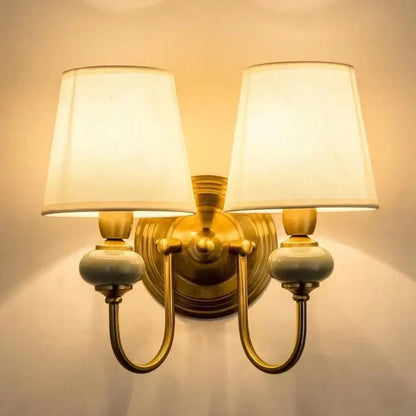Classic gold cloth cover wall light bedroom fabric sconce