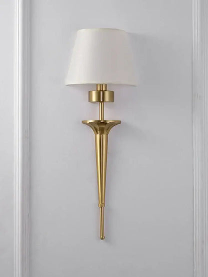 Classic gold fluted wall lamp bedroom sconce with fabric shade
