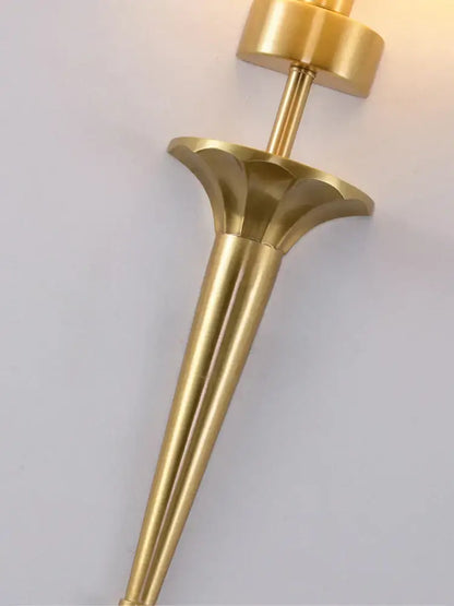 Classic gold fluted wall lamp bedroom sconce with fabric shade