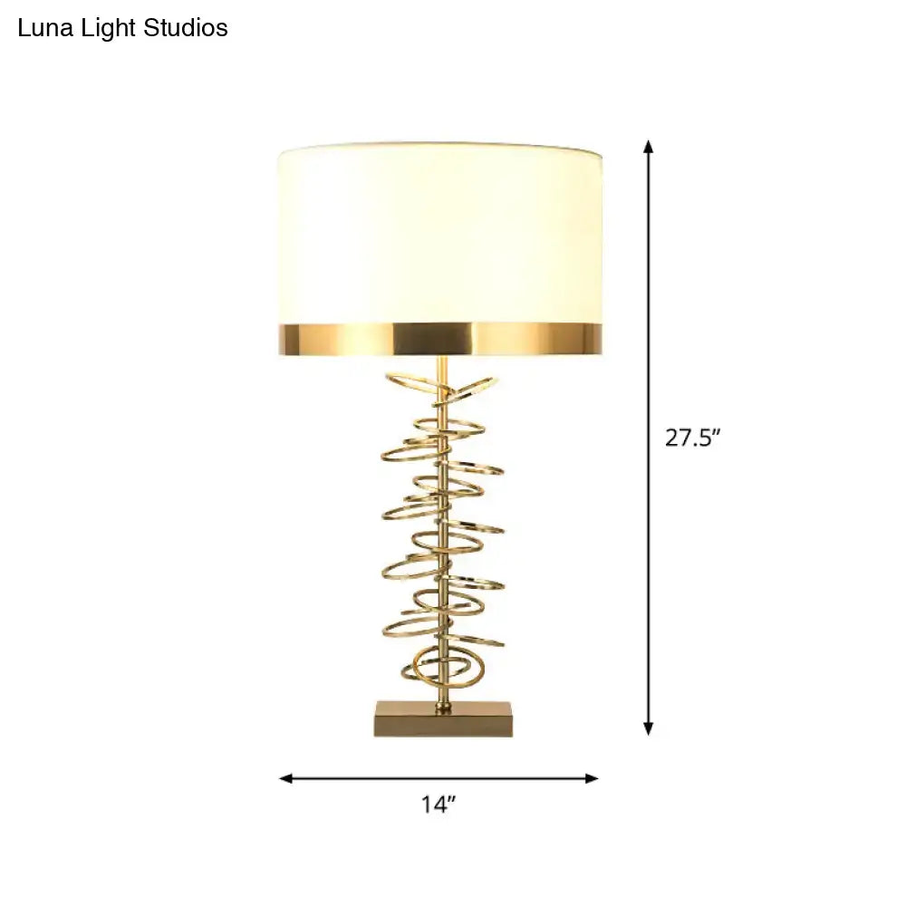Classic gold spiral drum table lamp bedroom nightstand light
