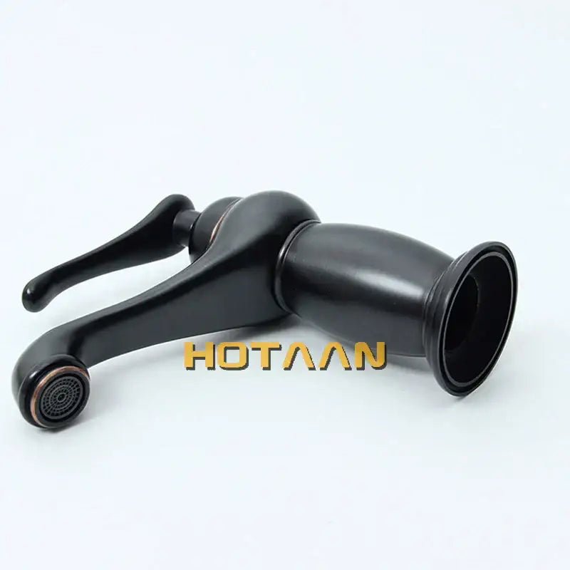Classic matte black brass basin faucet bathroom curved spout mixer