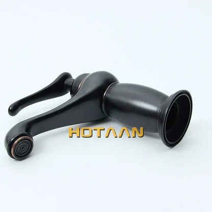 Classic matte black brass basin faucet bathroom curved spout mixer