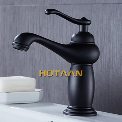 Classic matte black brass basin faucet bathroom curved spout mixer
