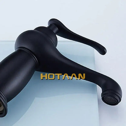 Classic matte black brass basin faucet bathroom curved spout mixer