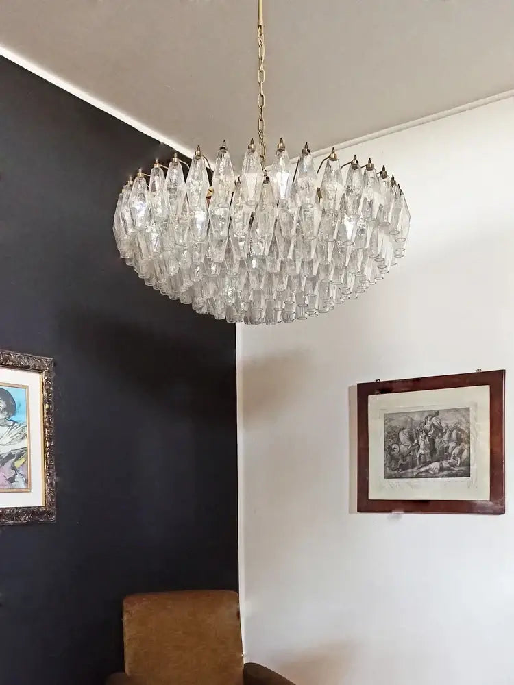 Classic pink & amber glass chandelier dining room lighting