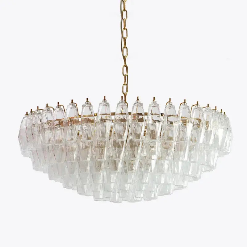 Classic pink & amber glass chandelier dining room lighting