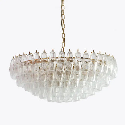 Classic pink & amber glass chandelier dining room lighting